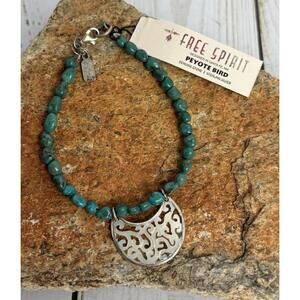 NEW Peyote‎ Bird Sterling Silver Turquoise MOP Beaded Bracelet 7.5" Long J133